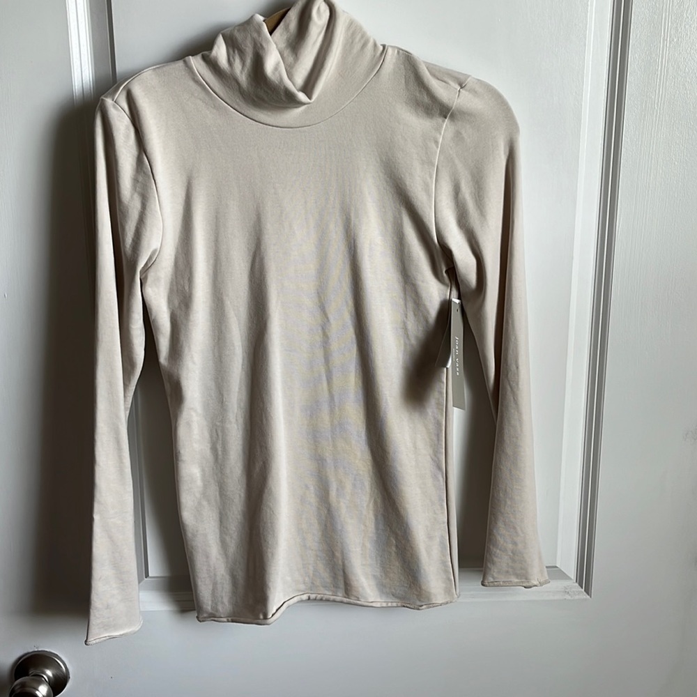 NWT Joan Vass Pale Platinum Turtleneck Long Sleeve Size Large
